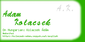 adam kolacsek business card